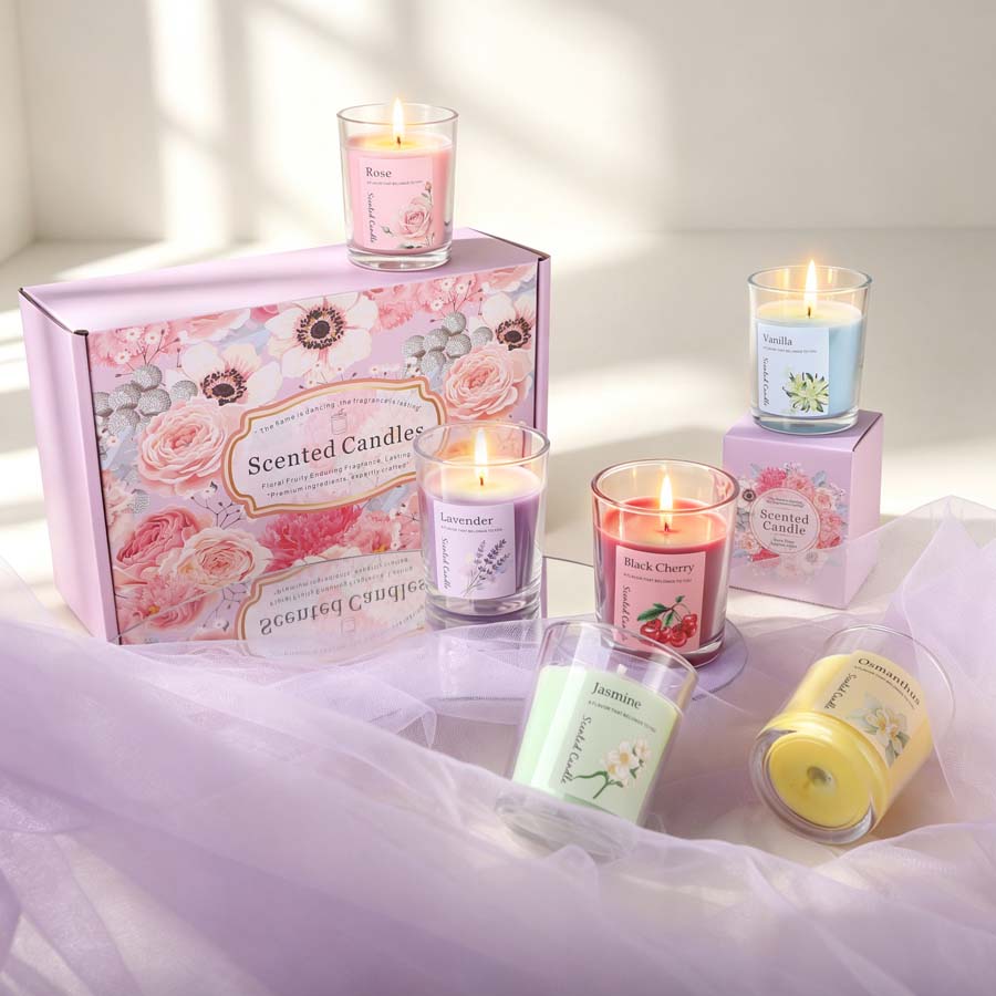Home Fragrance Jar - Aromatherapy Scented Candle Gift Set 6